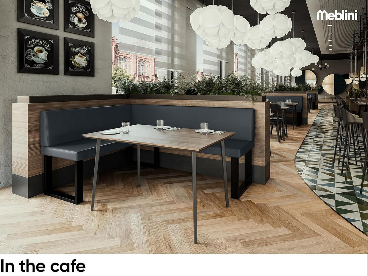 ECKBANK TONI_U - Dunkelgrau, Leder (128/168cm) - Meblini