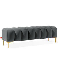 POLSTERBANK Bettbank PECCO, Metallbeinen - Dunkelgrün/Goldfarben, Holz/Textil (160/50/50cm) - KONSIMO®