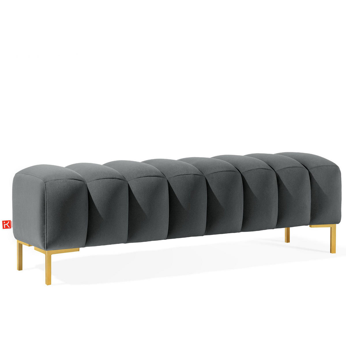 POLSTERBANK Bettbank PECCO, Metallbeinen - Dunkelgrün/Goldfarben, Holz/Textil (160/50/50cm) - KONSIMO®