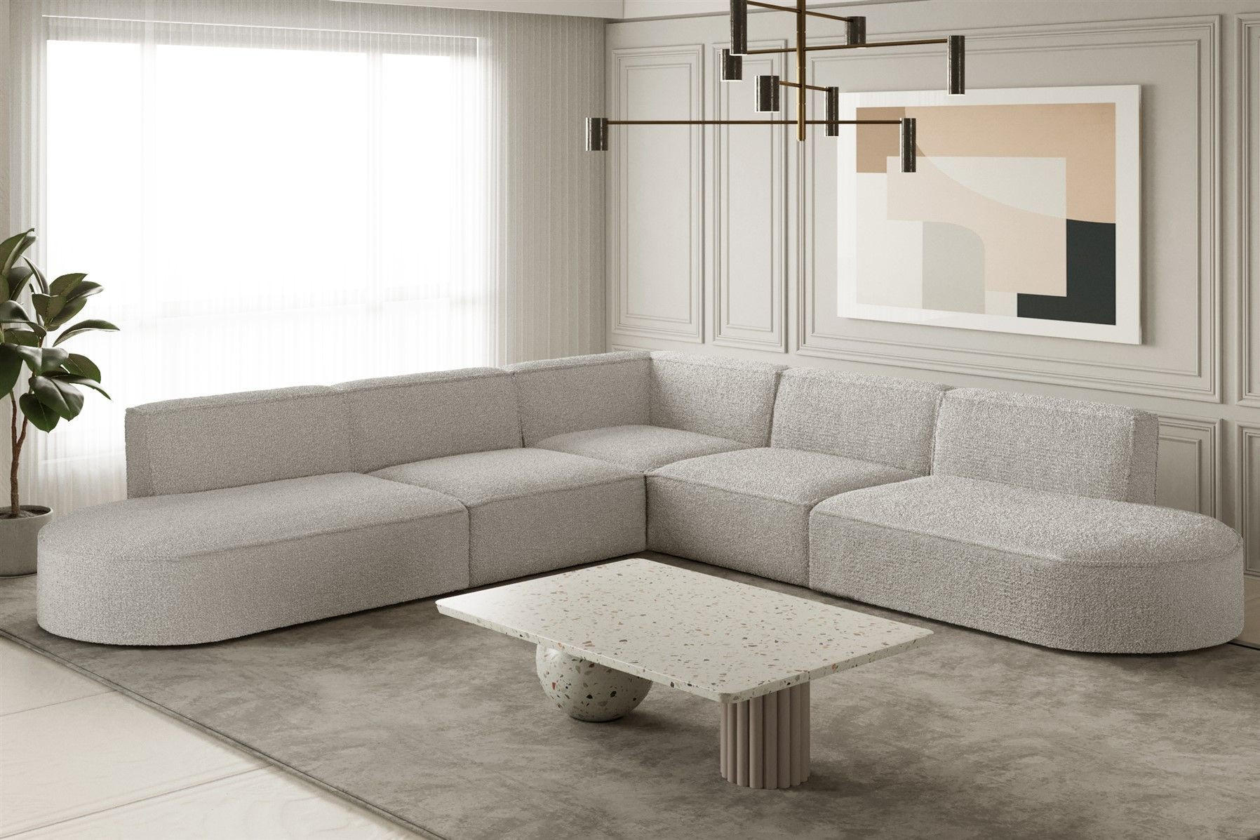 ECKSOFA Universal Palma Ascot Bukla - Perlmutt, Holzwerkstoff/Textil (276/276cm) - Fun Möbel