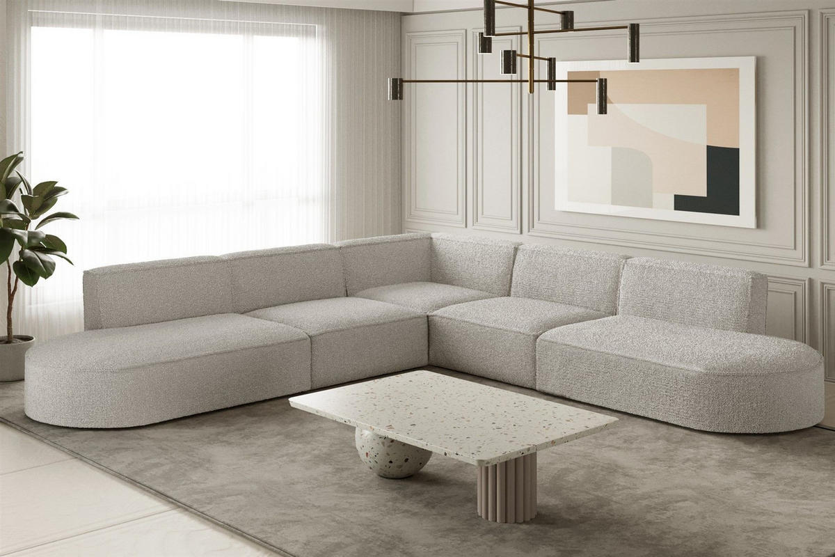 ECKSOFA Universal Palma Ascot Bukla - Perlmutt, Holzwerkstoff/Textil (276/276cm) - Fun Möbel