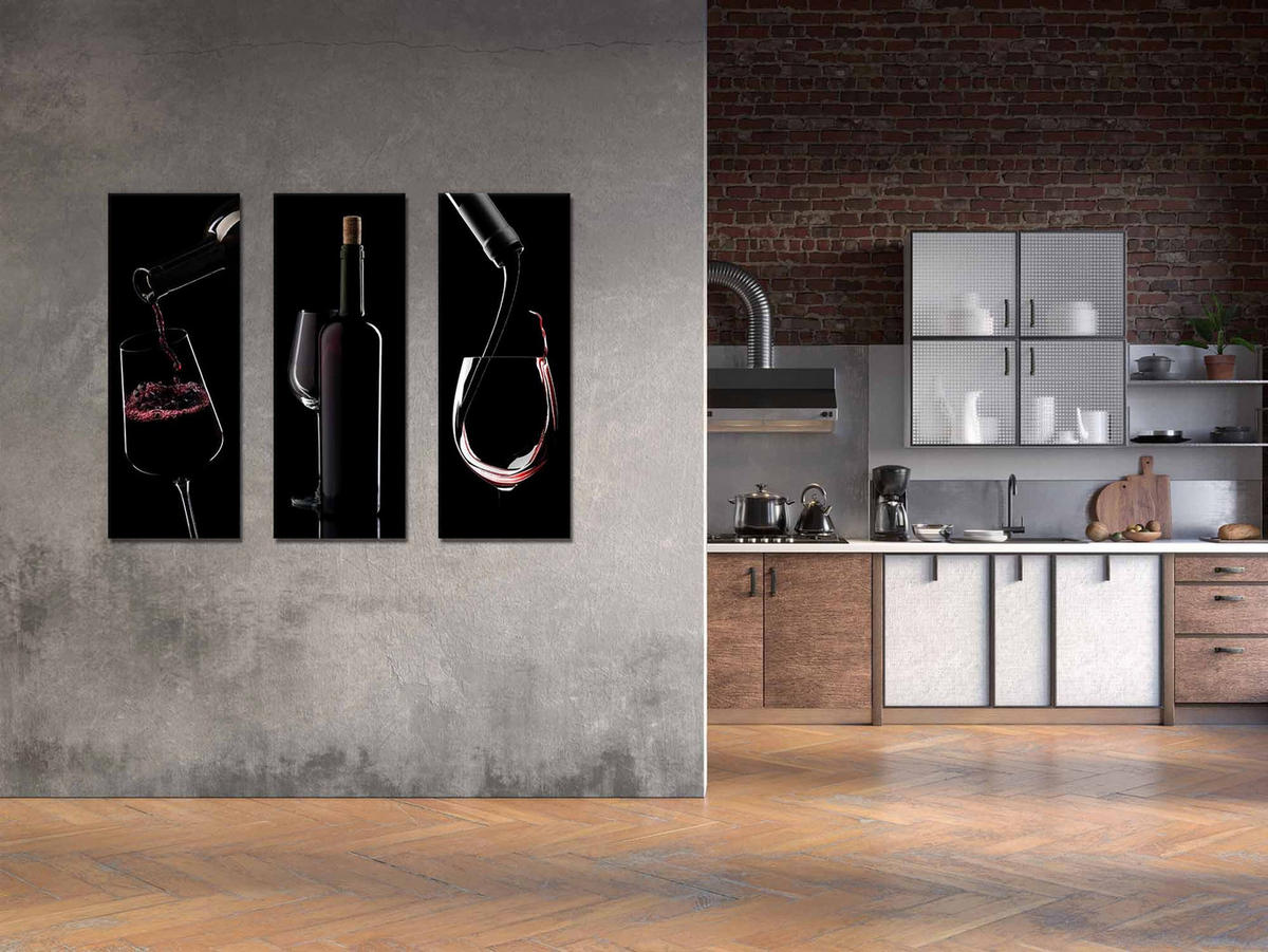 GLASBILD 30x80 cm Küche Wein modern - Rot, Glas (30/80cm)