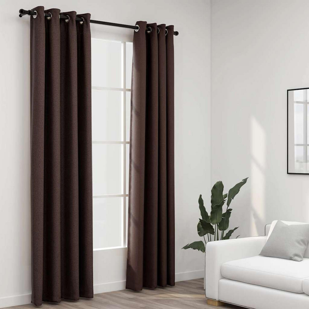 VERDUNKELUNGSVORHÄNGE Ösen Leinenoptik 2er set Taupe 140/225 Cm - Taupe, Textil (140/225/1cm) - vidaXL