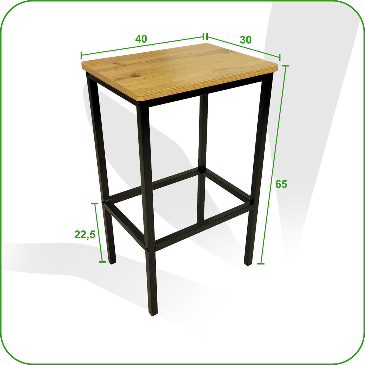 BARHOCKER Holzoptik Metall Eichefarben Schwarz stabil 65 cm - Eichefarben, Holzwerkstoff/Metall (40/65/30cm) - Begryf