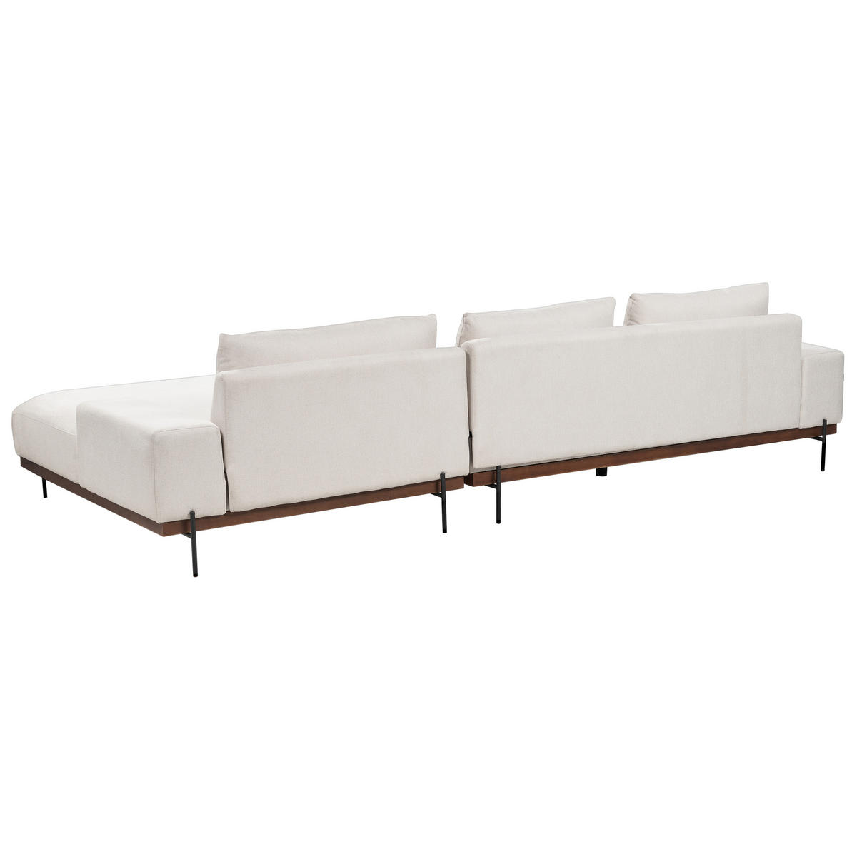 3-SITZER-ECKSOFA hellbeige rechtsseitig Mariferd - Beige/Dunkelbraun, Textil (316/146cm) - Beliani