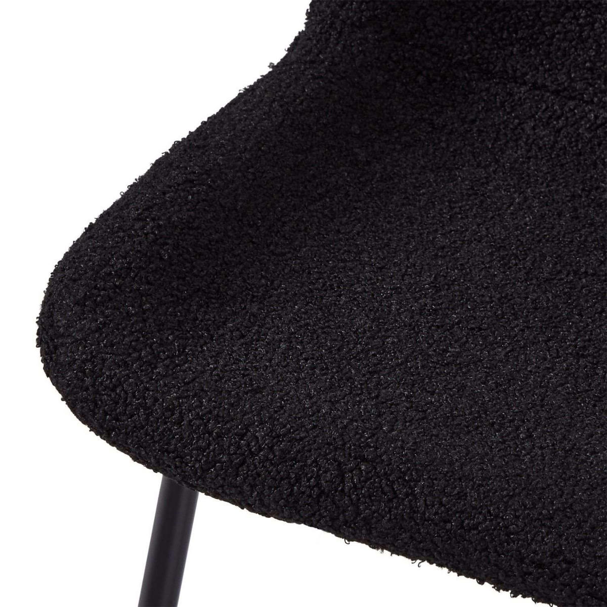 STUHL-SET 2 Stück in Teddystoff - Schwarz, Textil/Metall (52/80/61cm) - Furnhouse