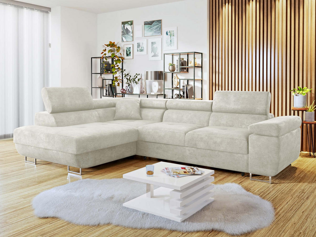 ECKSOFA Torezio, Seite: Links - Creme, Holz/Textil (274/203cm) - MIRJAN24