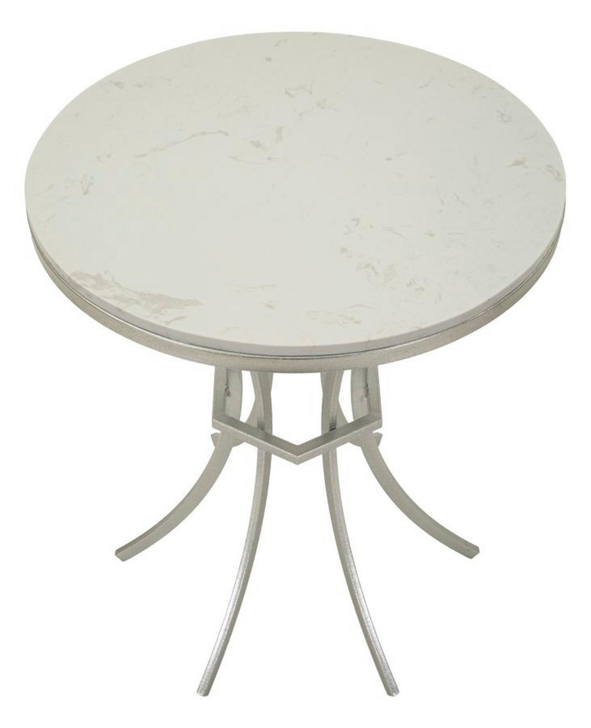 BEISTELLTISCH Istanbul, silberfarben und weiß, Eisen und Marmor, 56 x 56 x 68 cm - Silberfarben/Weiß, Stein/Metall (56/56/68cm) - Mauro Ferretti