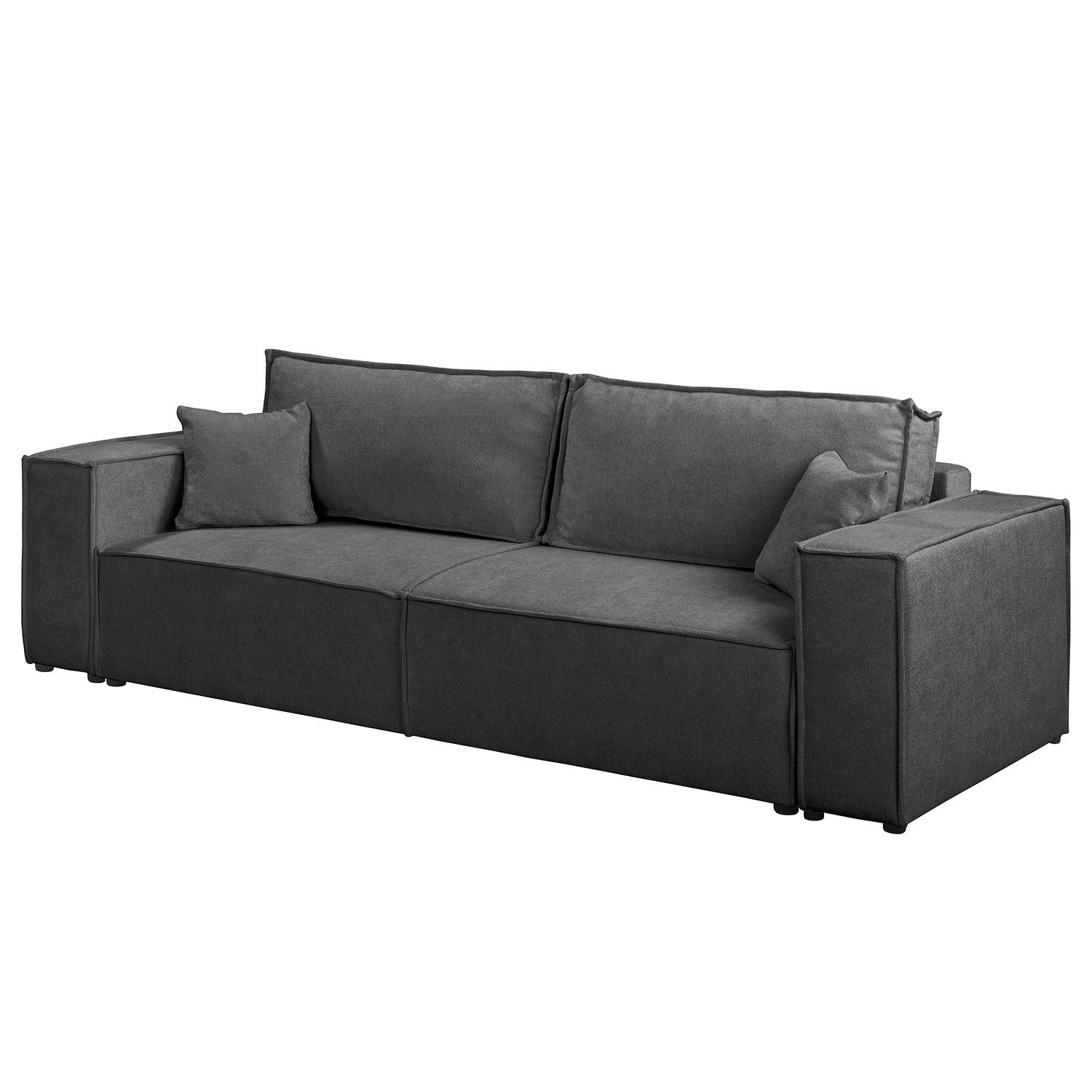 SCHLAFSOFA - Bouclé - Dunkelgrau/Schwarz, Kunststoff/Textil (255/70/105cm) - home24
