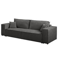 SCHLAFSOFA - Bouclé - Dunkelgrau/Schwarz, Kunststoff/Textil (255/70/105cm) - home24