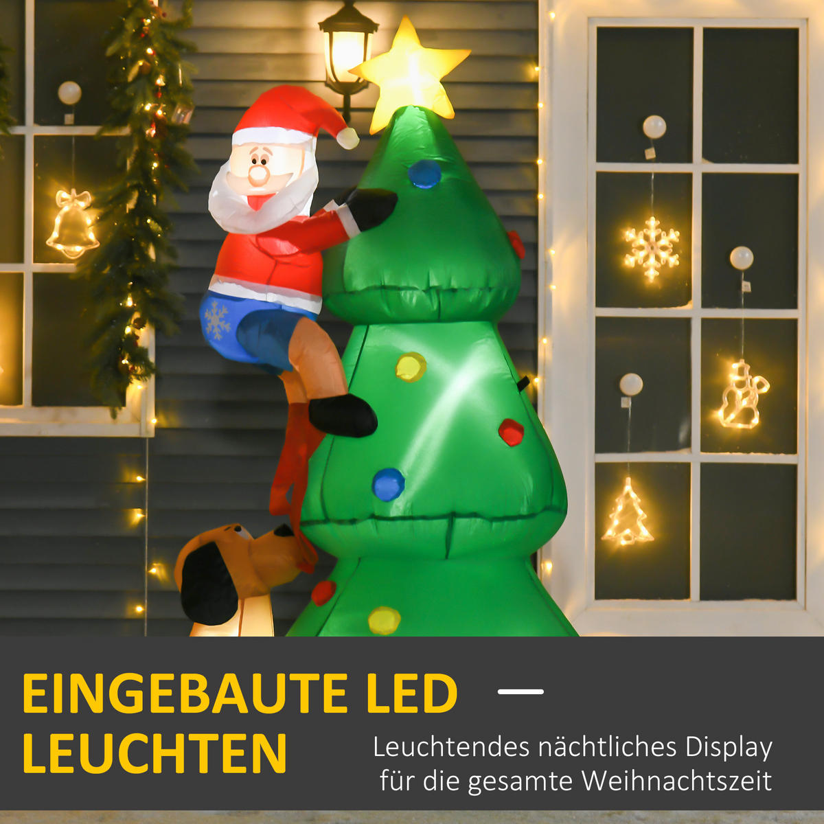WEIHNACHTSAUFBLASFIGUR Grün 123.0/85.0/180.0cm - Grün, Textil (85/180/123cm)
