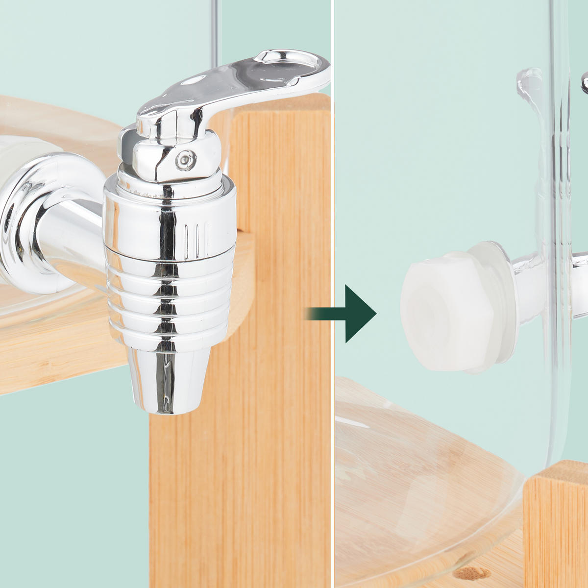 GETRÄNKESPENDER - Multicolor, Glas/Holz (5L) - Relaxdays