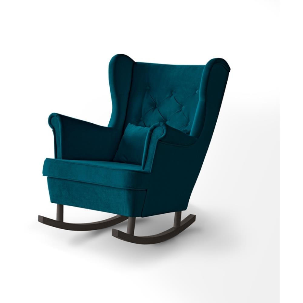 SCHAUKELSTUHL Fabio türkis mit Wenge Beinen - Türkis/Wengefarben, Textil (82/103/108cm) - Beautysofa