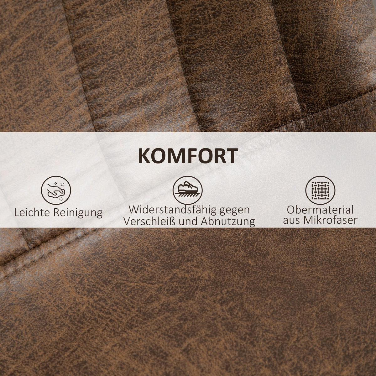 BARHOCKER, Mikrofasertuch, Braun - Braun, Textil (46.5/110/43cm) - HOMCOM