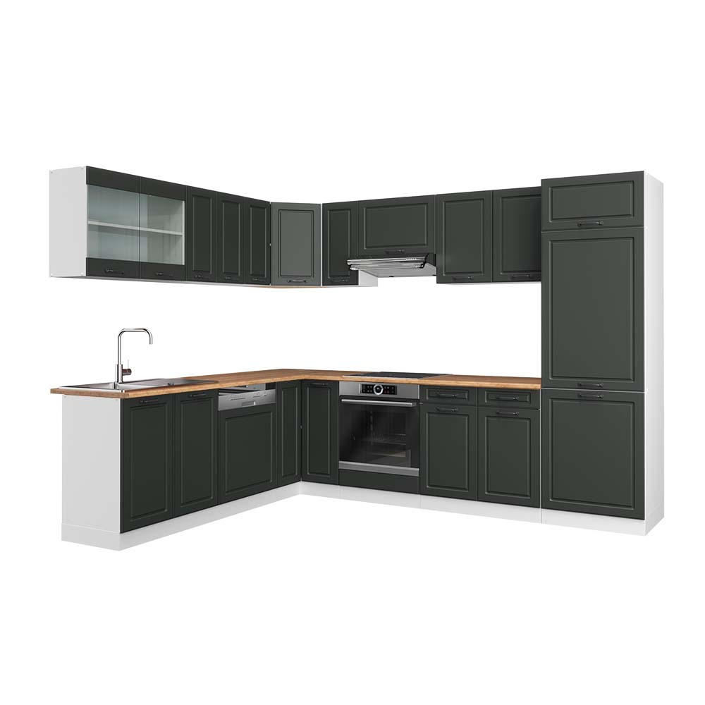 ECKKÜCHE R-Line Anthrazit Landhaus/Weiß 227 x 287 cm, AP Eiche - Anthrazit/Weiß, Holzwerkstoff (287/81.6/60cm) - Vicco