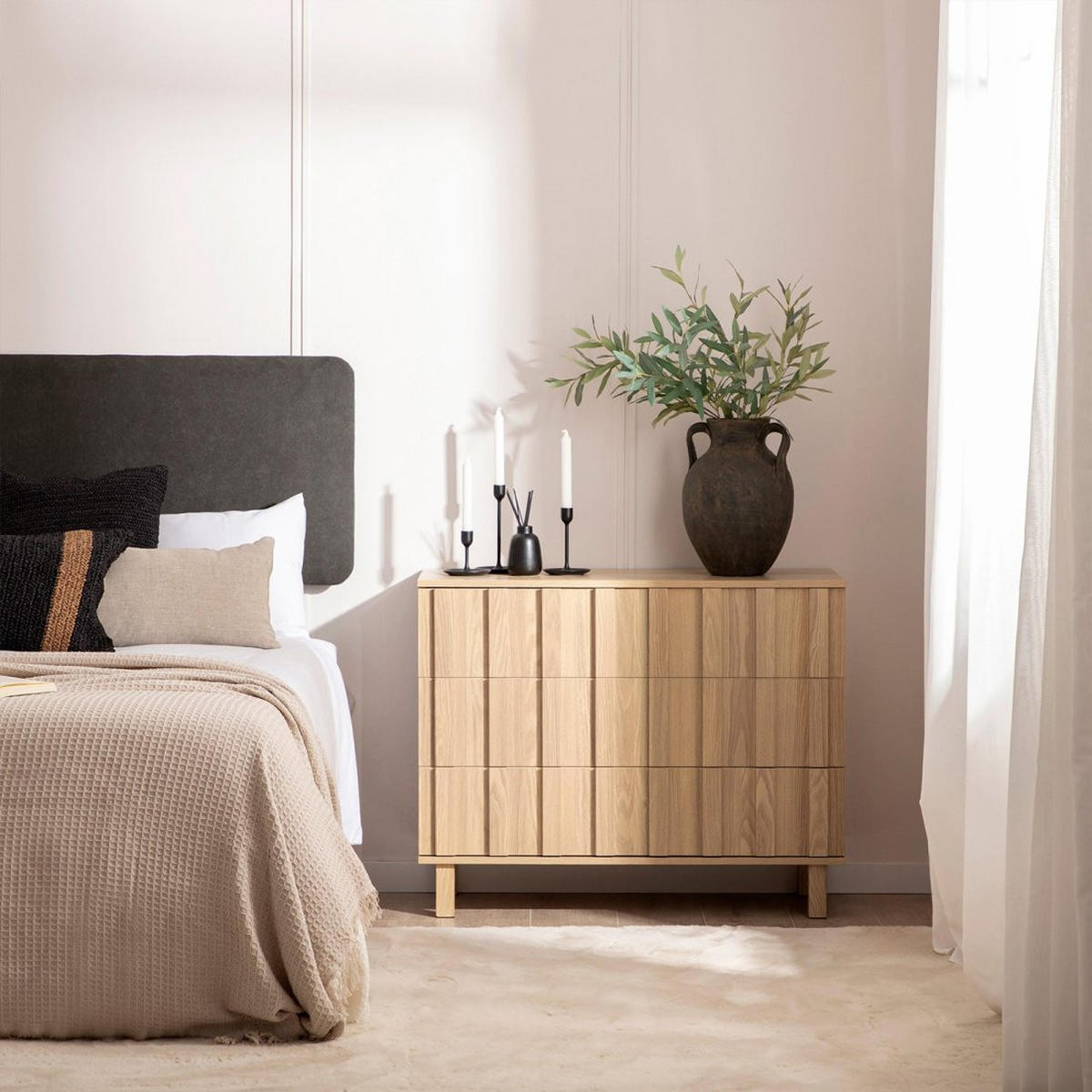 KOMMODE MIT SCHUBLADEN Otto Natürlich 95 cm x 75 cm - Naturfarben, Holzwerkstoff (95/75/40cm)