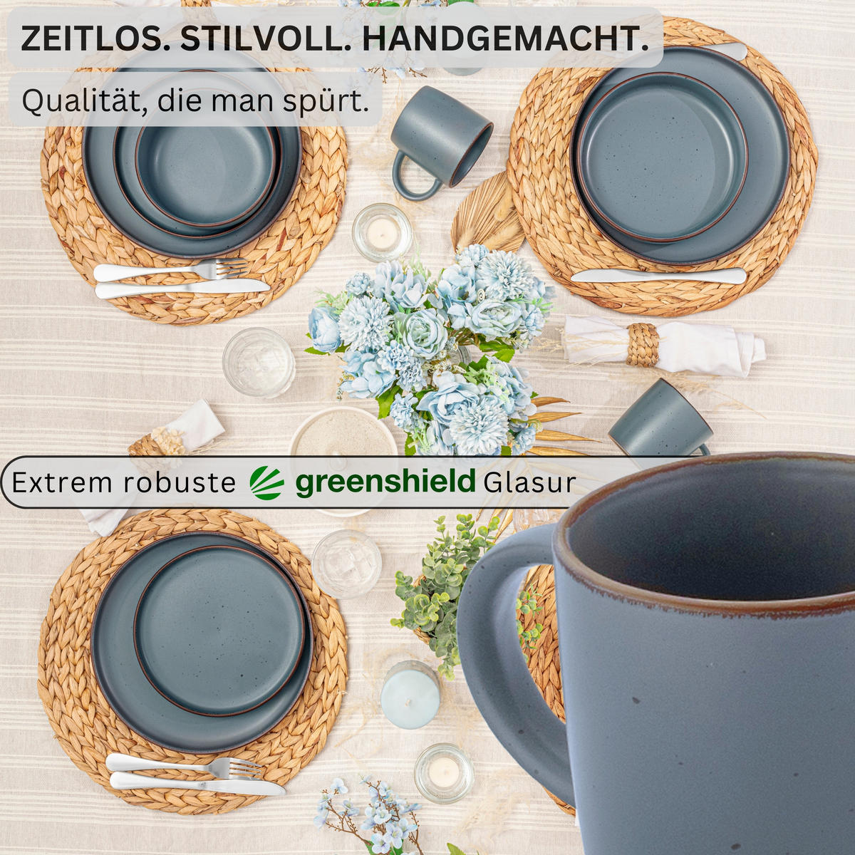 KAFFEEBECHER BOMBAY GRAPHIT - 4 teilig aus Steingut - Dunkelgrau, Stein (0.8L) - Sänger