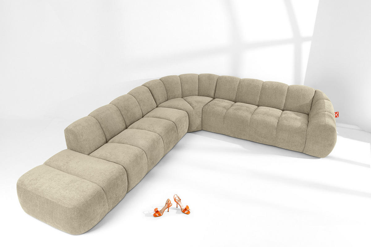 ECKSOFA LINKS FLAVA, Sandfarben - Sandfarben, Holz/Holzwerkstoff (310/354cm) - KONSIMO®