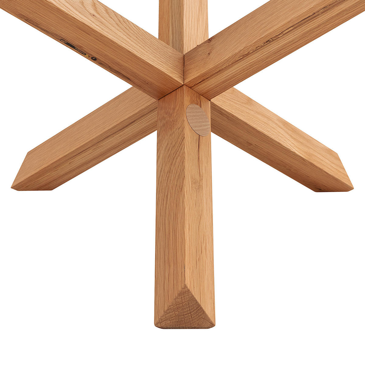 COUCHTISCH - Rund - Glas / Eiche massiv - Eichefarben, Glas/Holz (60/60/44cm) - home24