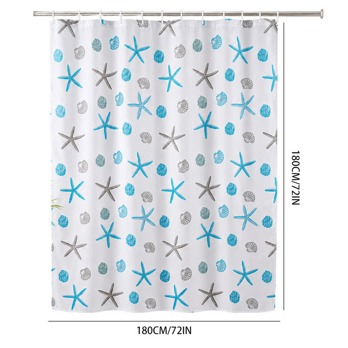 DUSCHVORHANG – Breite 180 x Höhe 180 cm – lan's – inklusive Haken - Blau, Kunststoff (180/180cm)