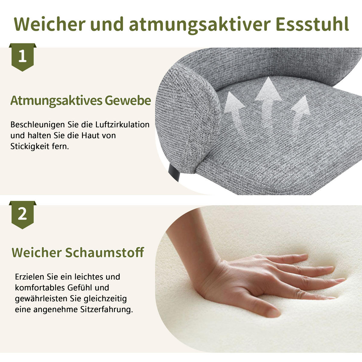 ARMLEHNSTUHL-SET DE-36721 2 Stück mit breiter Rückenlehne Grau - Grau, Metall (56.5/83/53cm) - ComfortXL