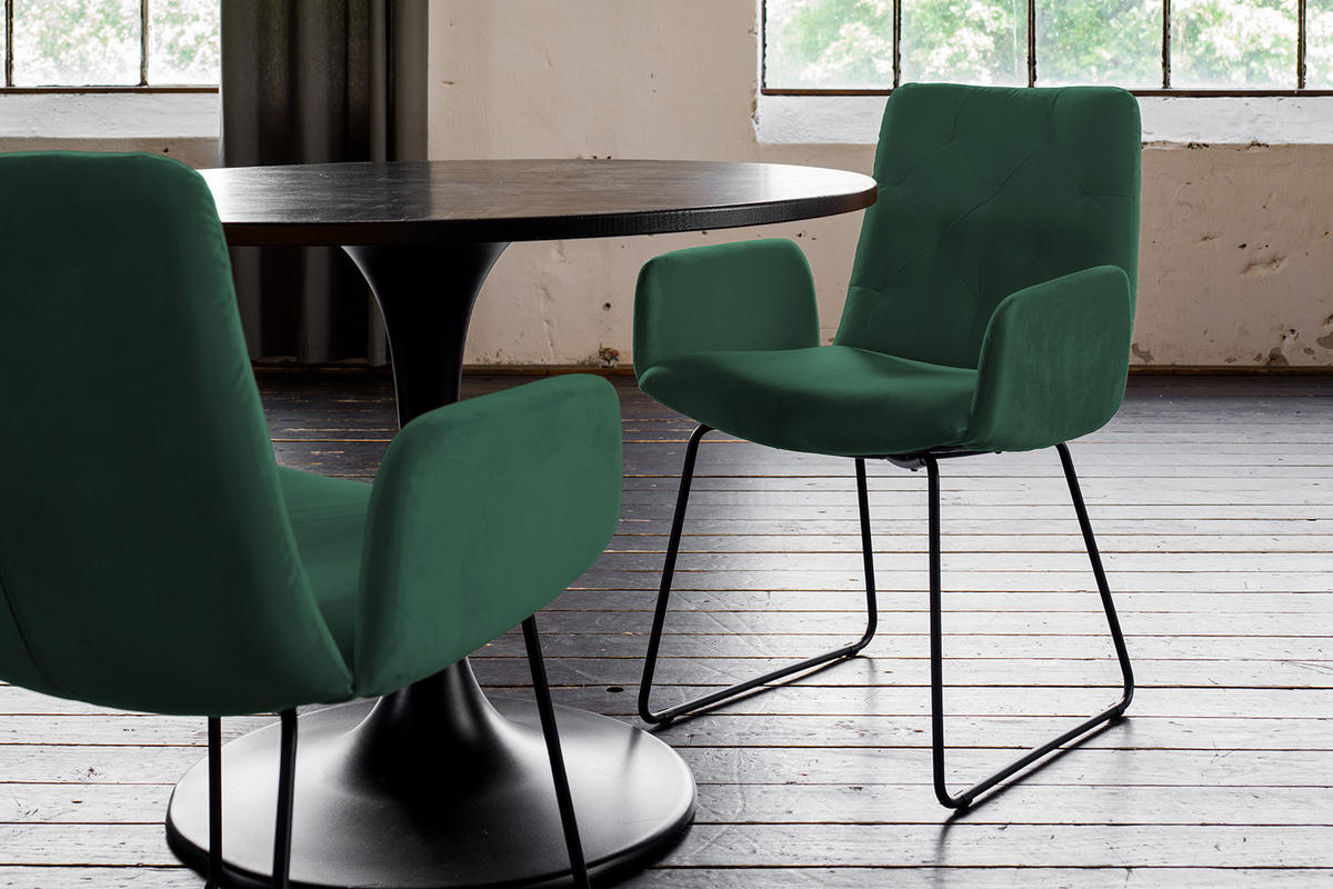 ESSZIMMERSTUHL NEW CHARME Smaragdgrün Velvet (1er-Set) - Smaragdgrün, Textil (59/87/66cm) - KAWOLA