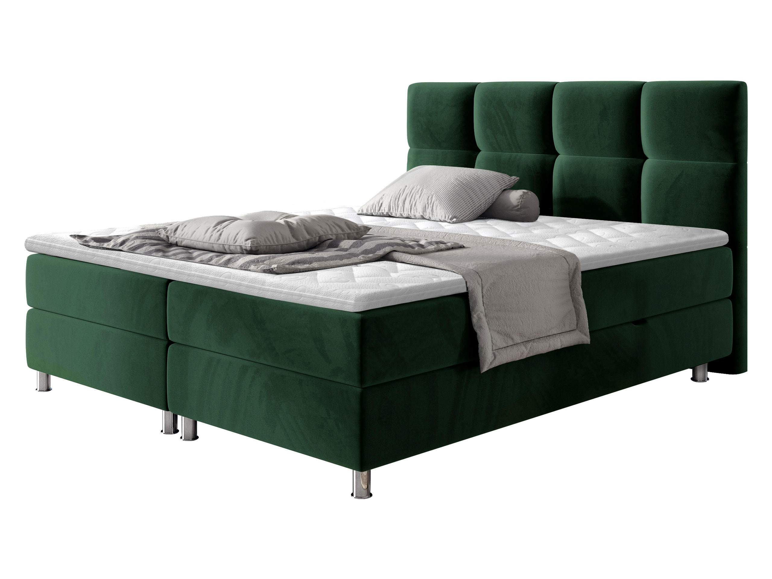 BOXBETT Dave - Chromfarben/Grün, Holz/Textil (160/200cm) - MIRJAN24