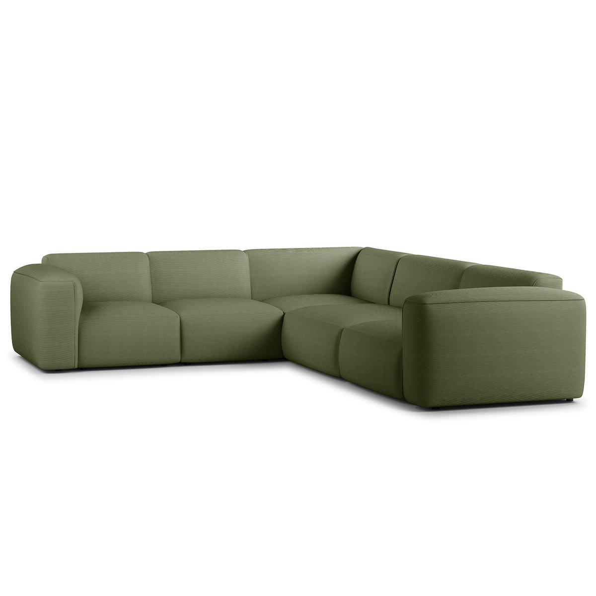 ECKSOFA mit Rundecke - Dunkelgrün/Schwarz, Kunststoff/Textil (325/260cm) - home24