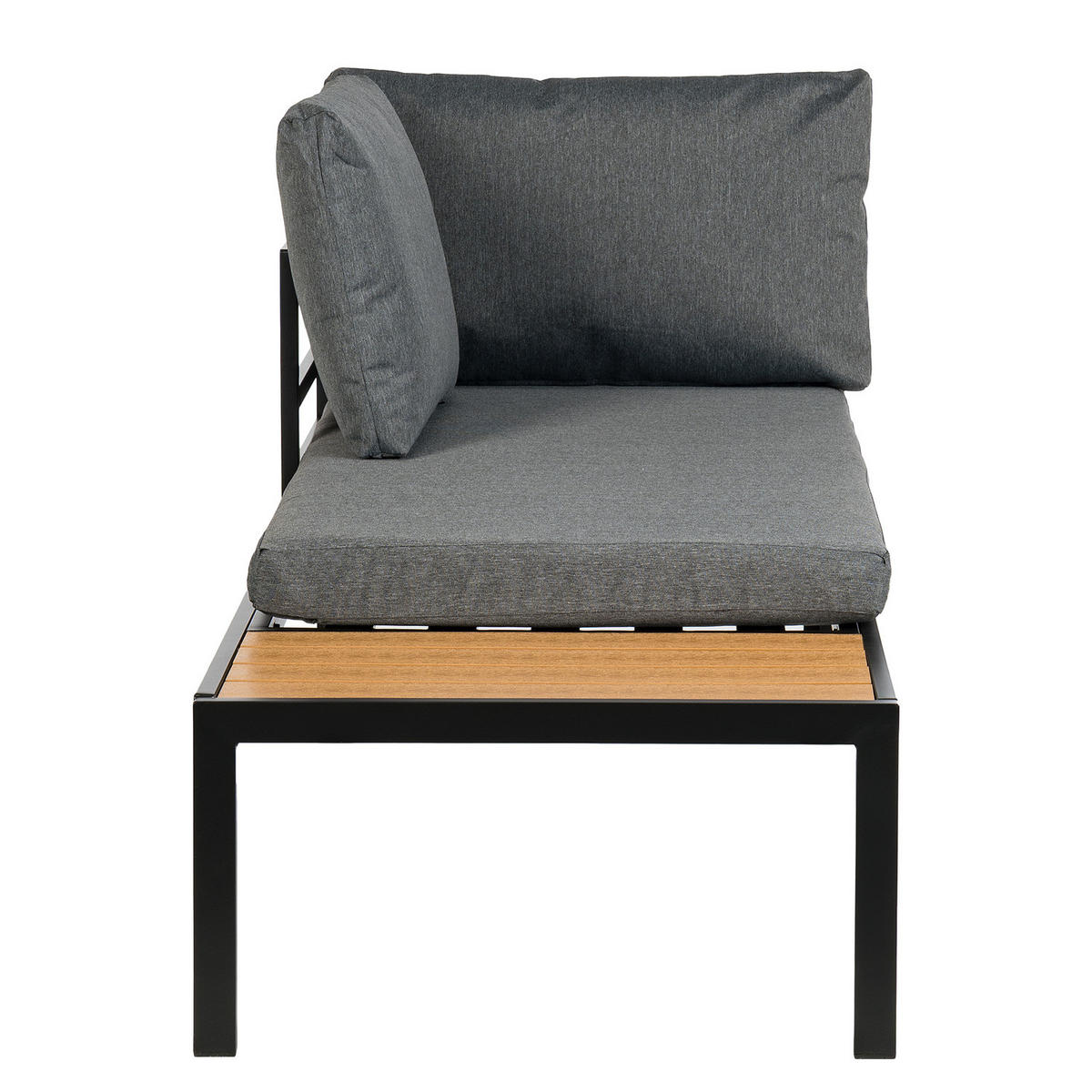 LOUNGESET - Polywood / Polyester - Grau - 2-teilig - Anthrazit/Braun, Holzwerkstoff/Textil - home24