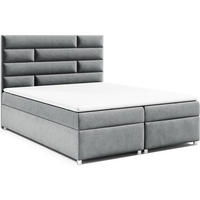 BOXBETT mit Bettkasten Trinity K-5 Bonellfederkern inkl. Topper - Grau, Holz/Holzwerkstoff (160/200cm) - Best For Home