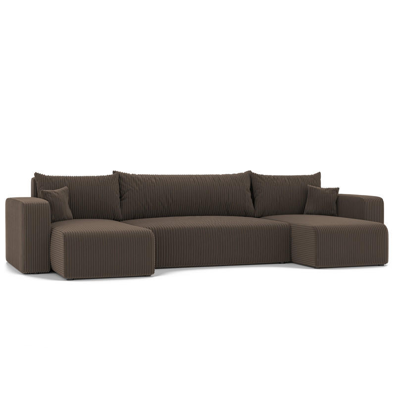 WOHNLANDSCHAFT mit Schlaffunktion und Bettkasten, Braun - Schwarz/Braun, Kunststoff/Textil (318/79/145cm) - Idohome