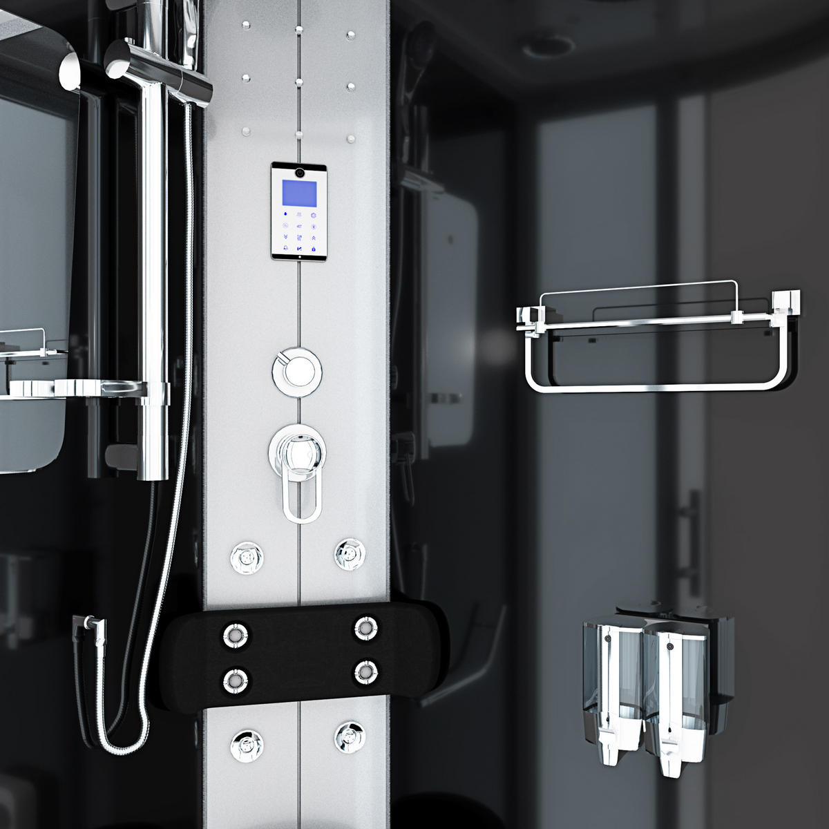 DAMPFDUSCHE Dusche D46-03T2-EC sw 80x80 - Schwarz, Glas/Kunststoff (80/80/215cm) - AcquaVapore by Sandra Jentho