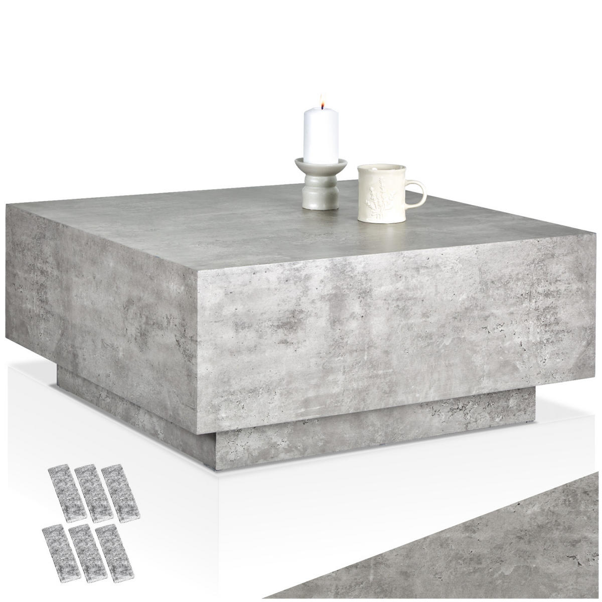 COUCHTISCH Lasley,80 x 80 x 35 cm,Beton Optik - Grau, Holz (80/80/35cm) - tectake
