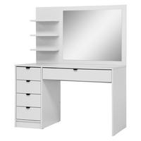 SCHMINKTISCH Malta mit 5 Schubladen, mit Spiegel, mit Griffen, Weiß - Schwarz/Weiß, Holzwerkstoff/Metall (120/145.5/57cm) - Beautysofa