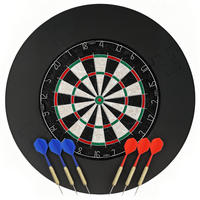 DARTSCHEIBE DE-10828 mit Schutzring & 6 Stahlspitzen-Darts Schwarz - Schwarz, Kunststoff (71.5/71.5cm) - ComfortXL