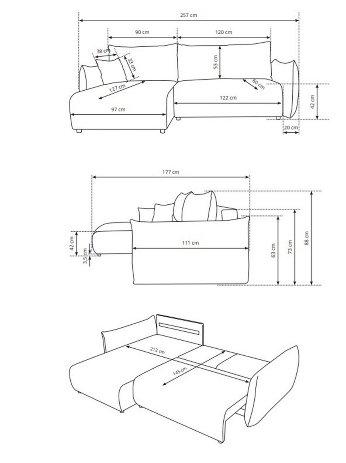 ECKSOFA HALLORA - Olive (Tilia 37) - Olivgrün, Holzwerkstoff (257/177cm) - Möblo
