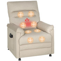RELAXSESSEL, Fußstütze, Heizung, 8 Massagepunkte, 5 Programme, Samtbezug, Beige - Multicolor, Holzwerkstoff (99/106/82cm) - FORIOUS