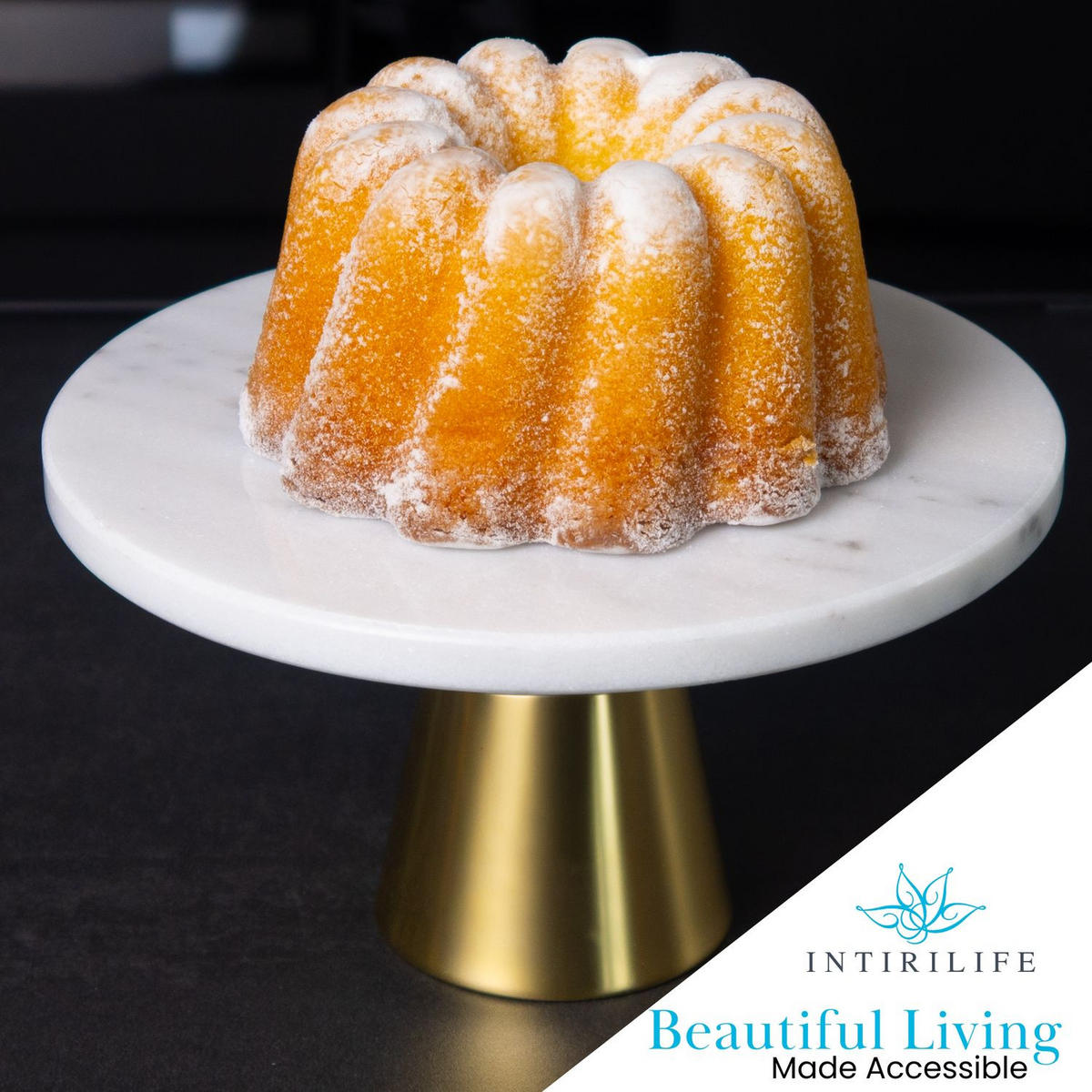 TORTENSTÄNDER - Weiß, Stein (20/11.3/20cm) - Intirilife