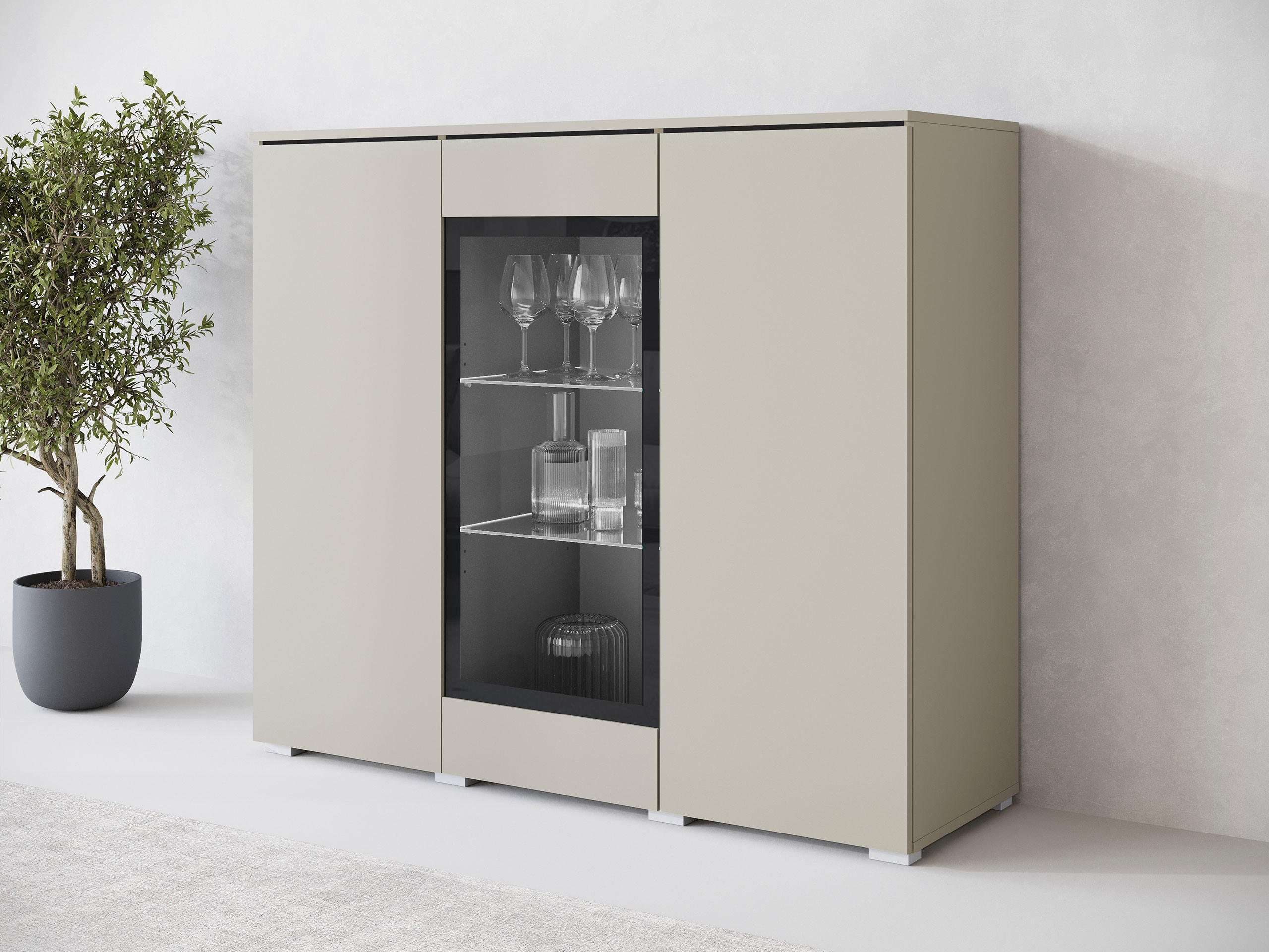 KOMMODE Vera 120 - Kaschmir/Silberfarben, Holzwerkstoff/Kunststoff (120/104/40cm) - MIRJAN24