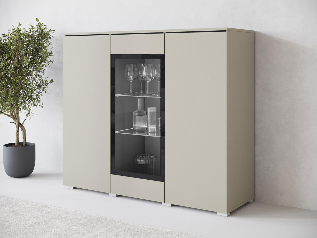 KOMMODE Vera 120 - Kaschmir/Silberfarben, Holzwerkstoff/Kunststoff (120/104/40cm) - MIRJAN24