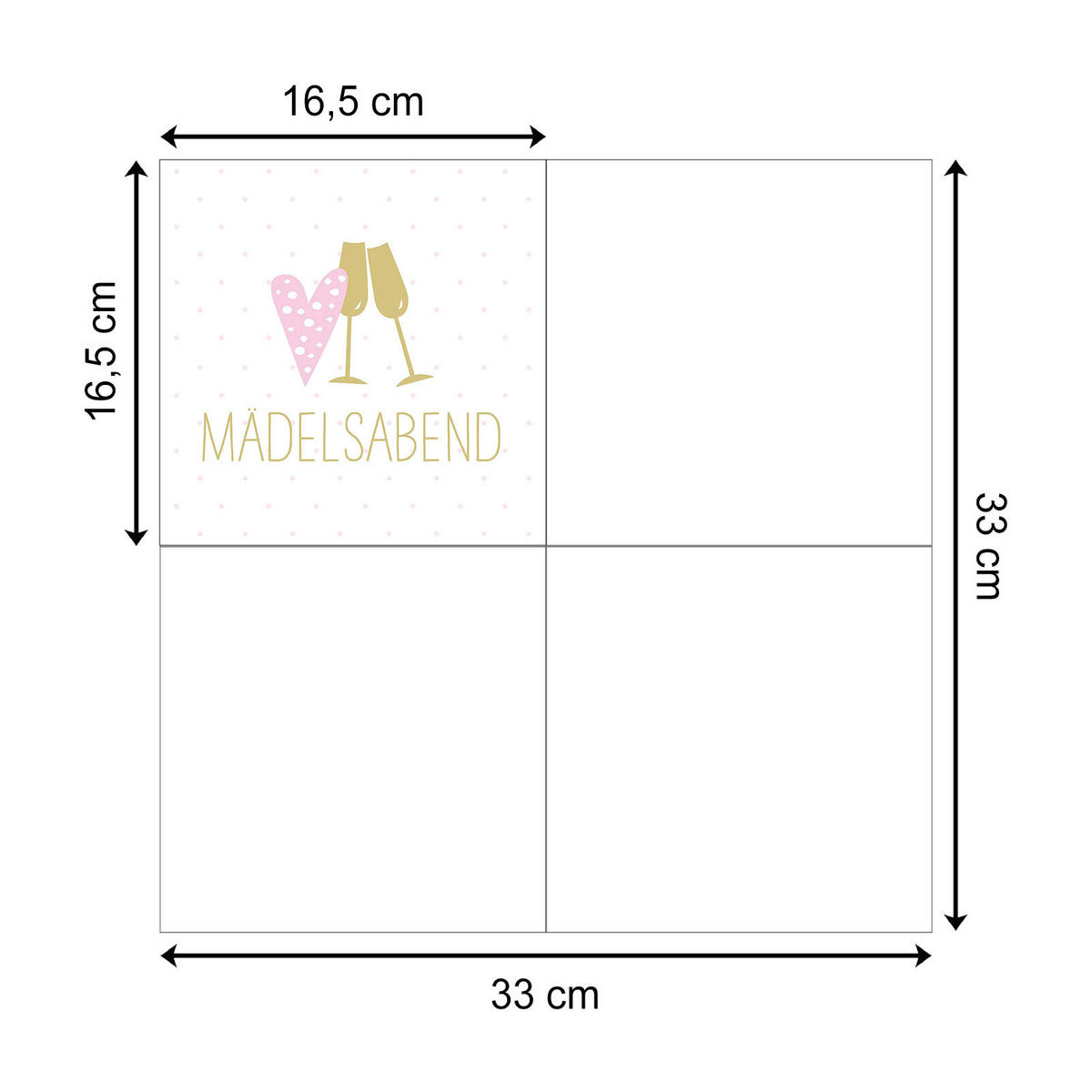 PAPIER SERVIETTEN Mädelsabend 33 x 33 cm 20er Set - Pink/Goldfarben, Papier (33/33cm) - PPD