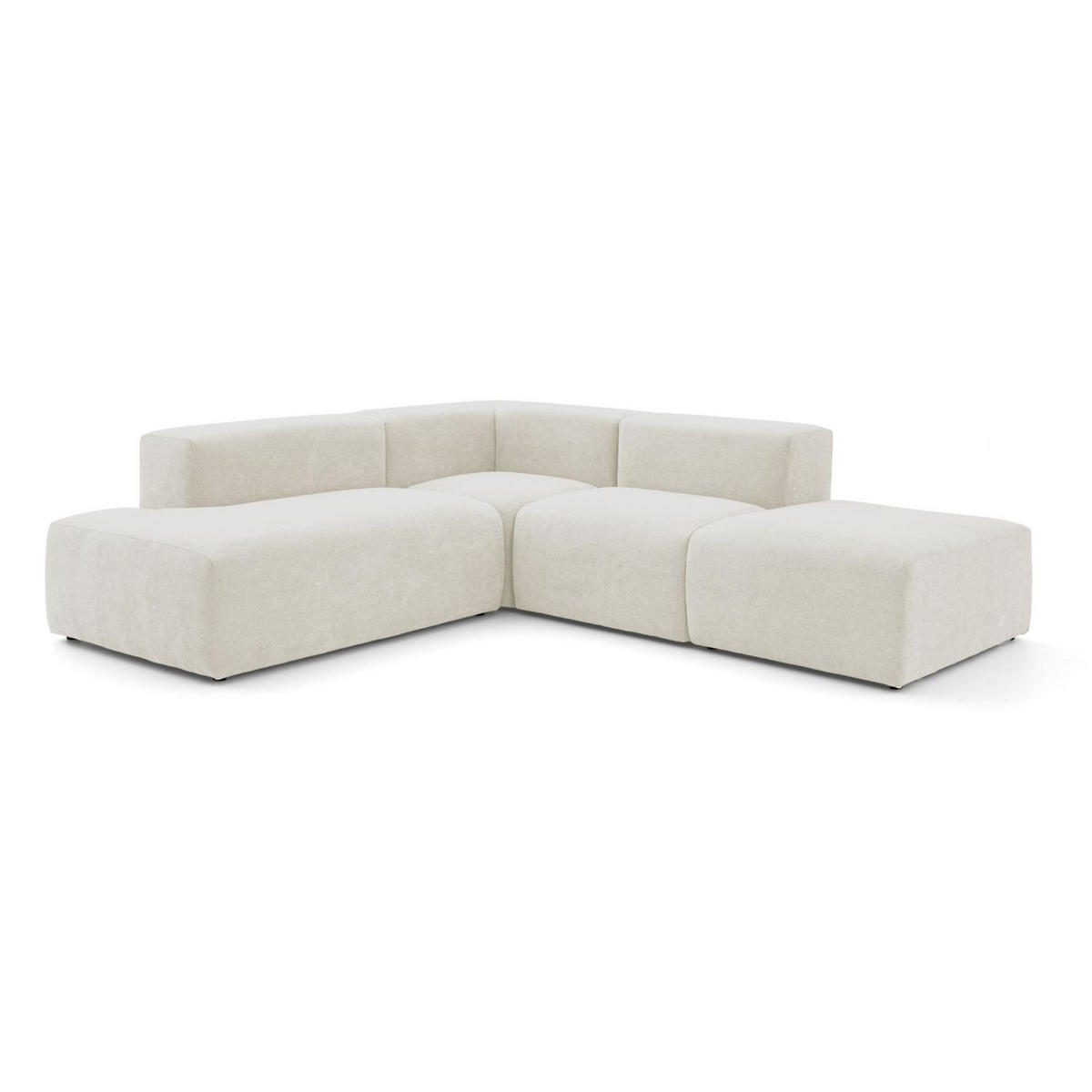 4-SITZER modulares Ecksofa HEAVEN SET 3 Links, Breite 270 cm Webstoff Weiß - Schwarz/Weiß, Holz/Kunststoff (245/270cm) - Muffo
