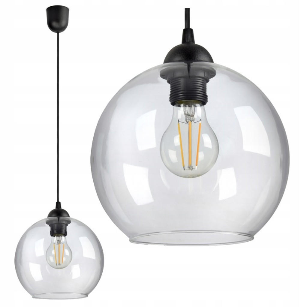 PENDELLEUCHTE HAGEN - Transparent/Schwarz, Glas/Metall (20/20/80cm) - kiki design