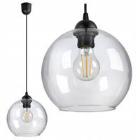 PENDELLEUCHTE HAGEN - Transparent/Schwarz, Glas/Metall (20/20/80cm) - kiki design