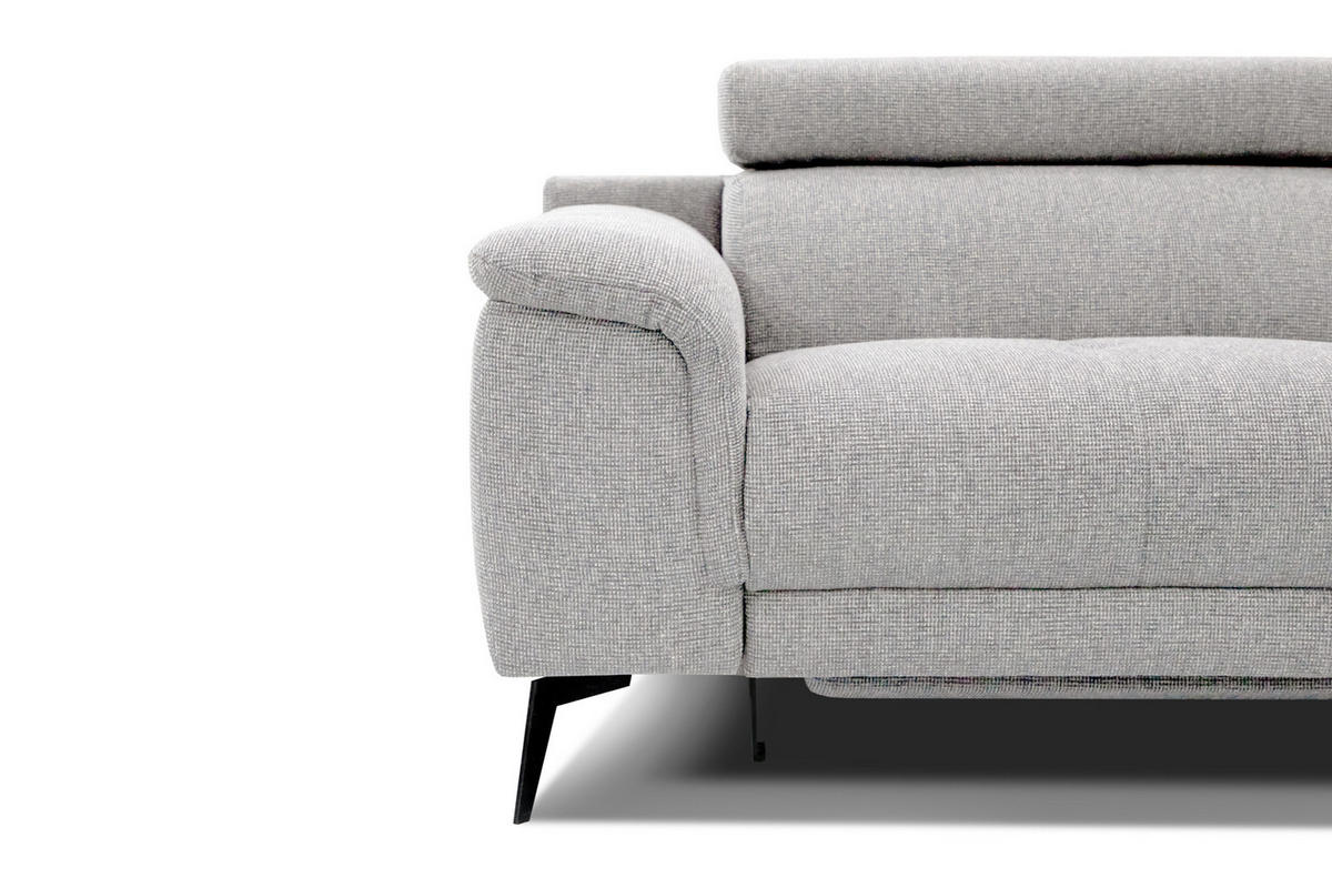 RELAXSOFA FIERO 3-Sitzer mit 2 Relaxfunktionen, hellgrau - Hellgrau/Schwarz, Holzwerkstoff/Textil (212/82/103cm) - Courtois Laville
