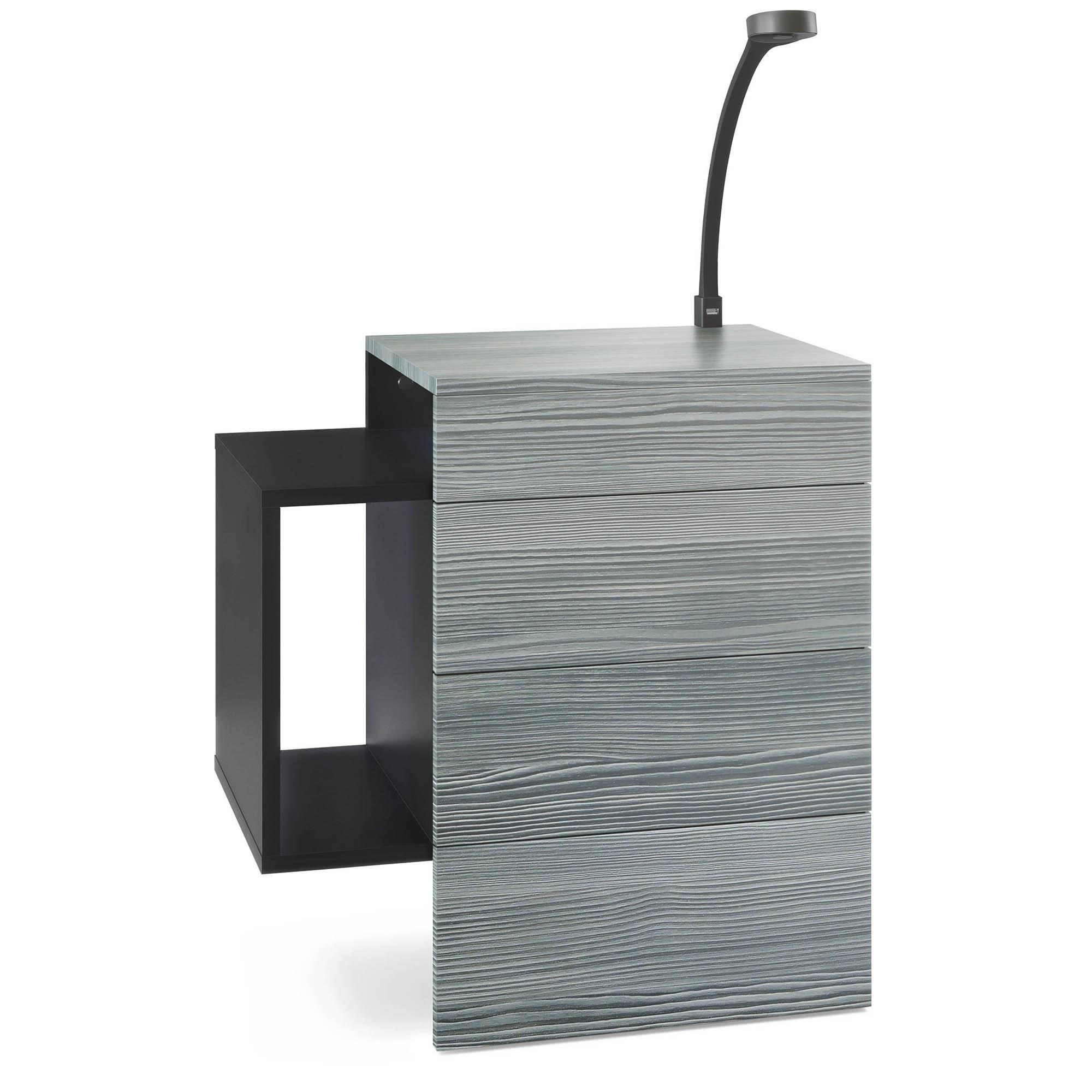 NACHTTISCH Queens Front in Avola-Anthrazit - Anthrazit, Holzwerkstoff (60/63/36cm) - Vladon