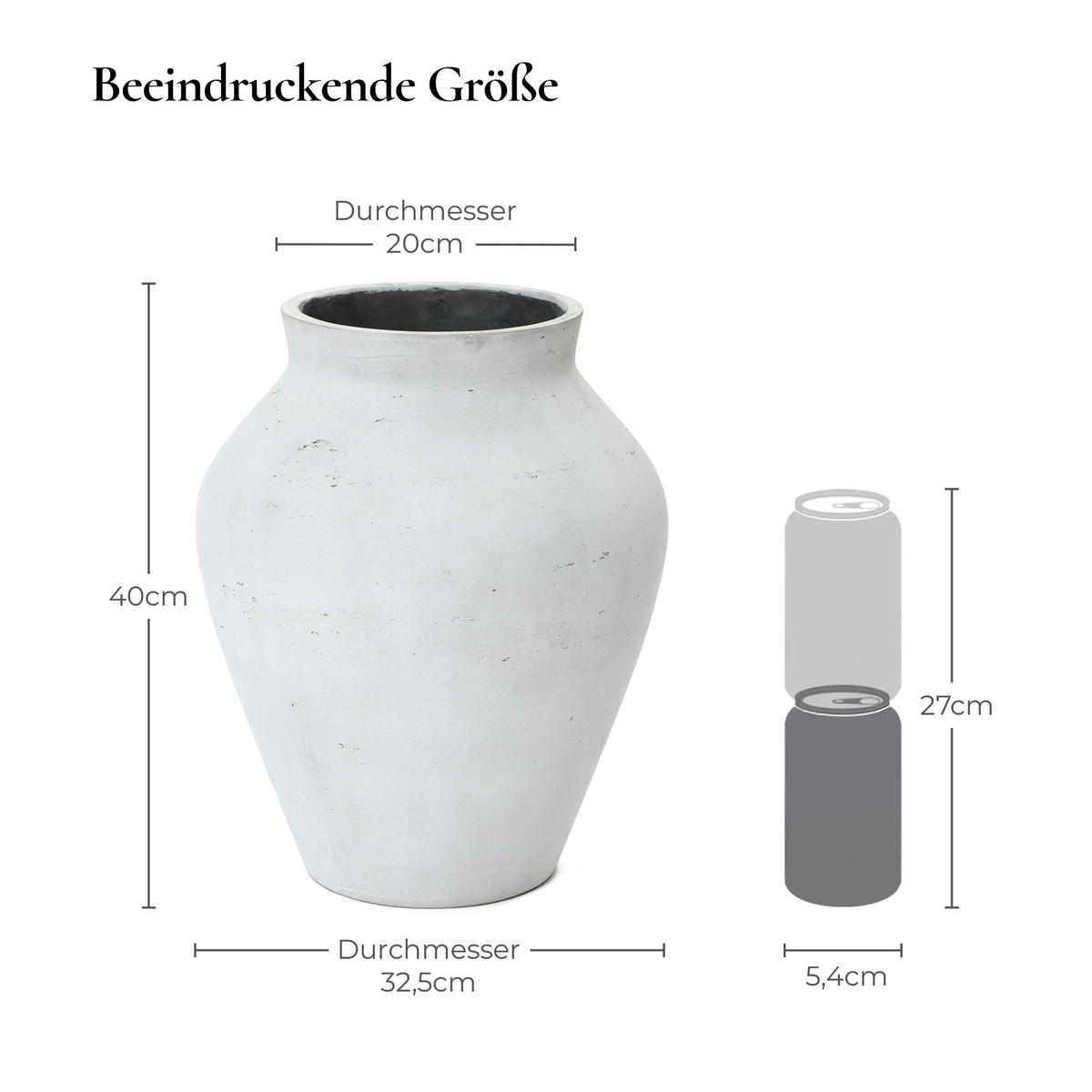 VASE Alba, 40 cm Hoch - Weiß, Naturmaterialien (40cm) - Hometopia
