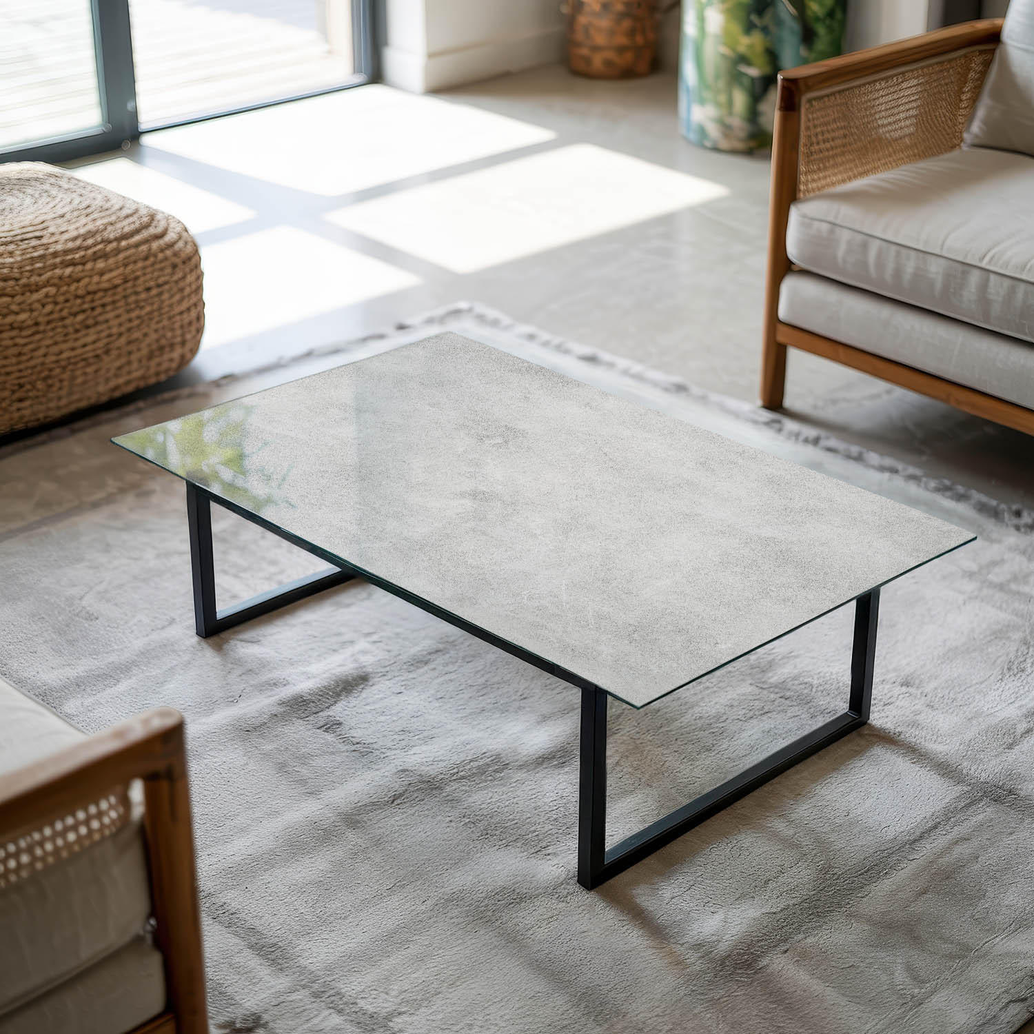 TISCHPLATTE 120x80 cm Betonoptik mit Rissen - Hellgrau, Glas (120/80/0.4cm) - TULUP