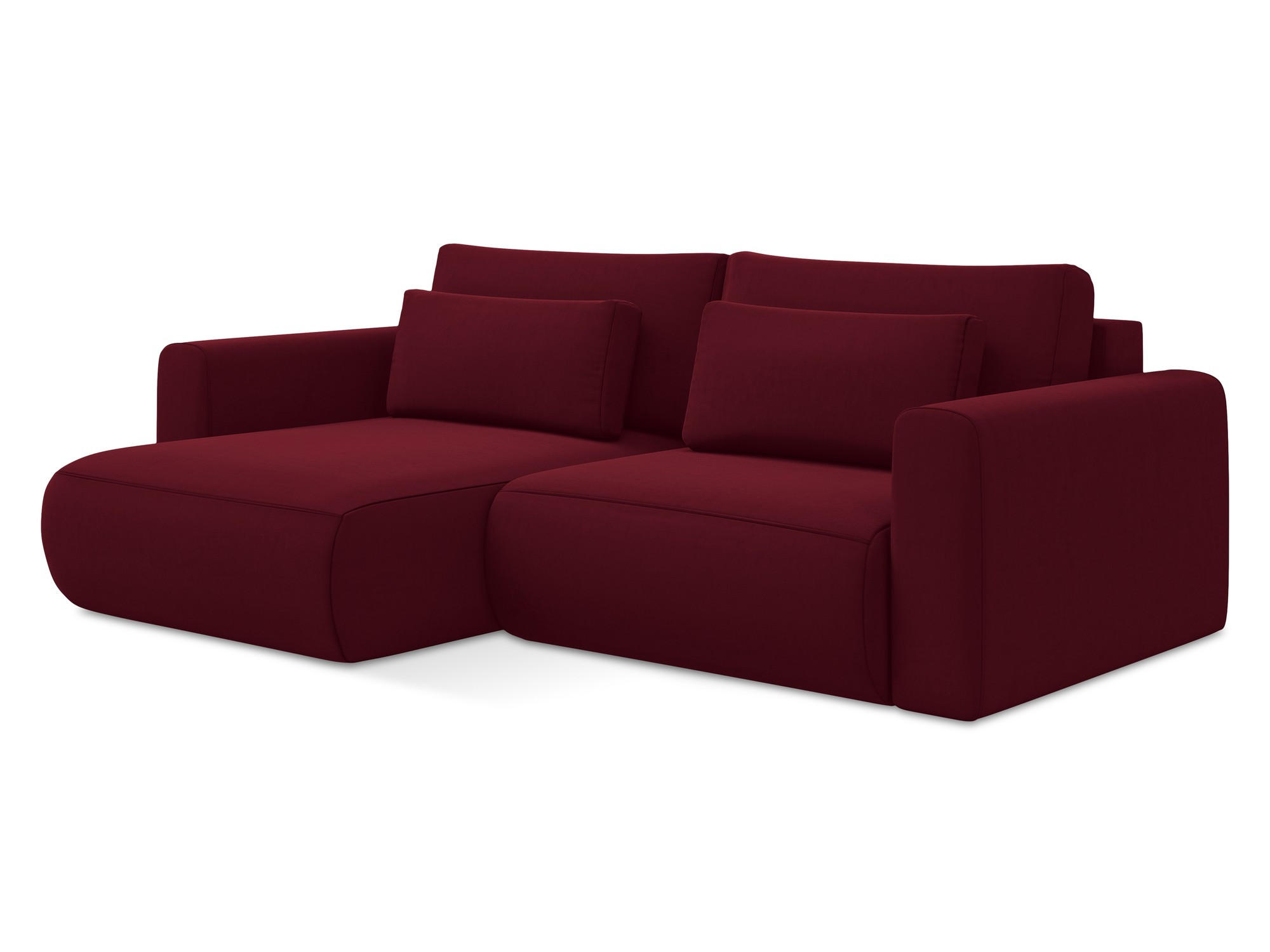 ECKSOFA mit Schlaffunktion Samt Stoff Rot - Bordeaux/Rot, Kunststoff/Textil (149/240cm) - Makamii