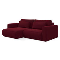 ECKSOFA mit Schlaffunktion Samt Stoff Rot - Bordeaux/Rot, Kunststoff/Textil (149/240cm) - Makamii